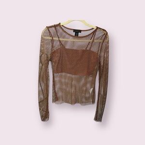 House of Harlow 1960 Brown Mesh Blouse